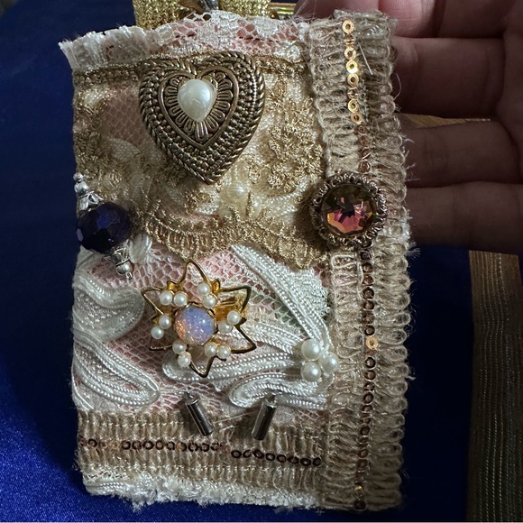 Collage Handmade Lace Fabric Wallet Necklace Purse Small Bag Pouch OOAK Signed - Picture 6 of 15